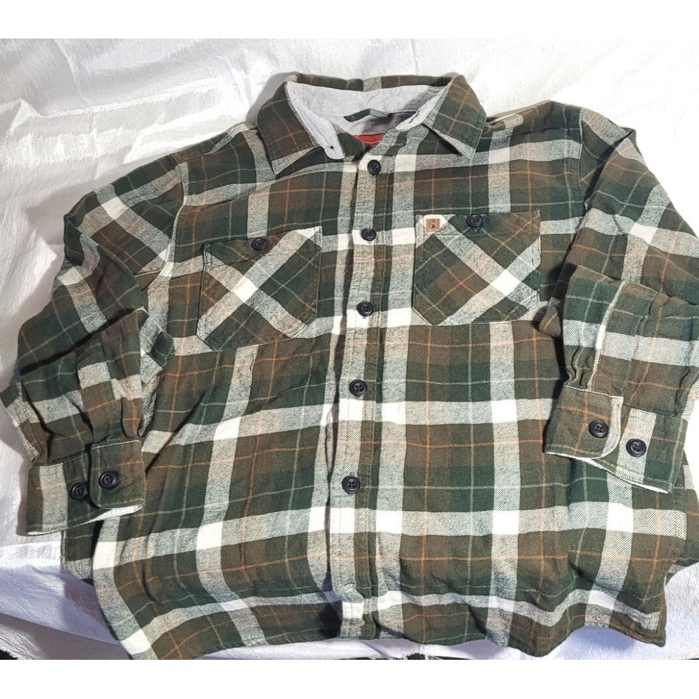 Coleman 100% Cotton Long Sleeve Flannel Shirt - Green Plaid - Size Medium
